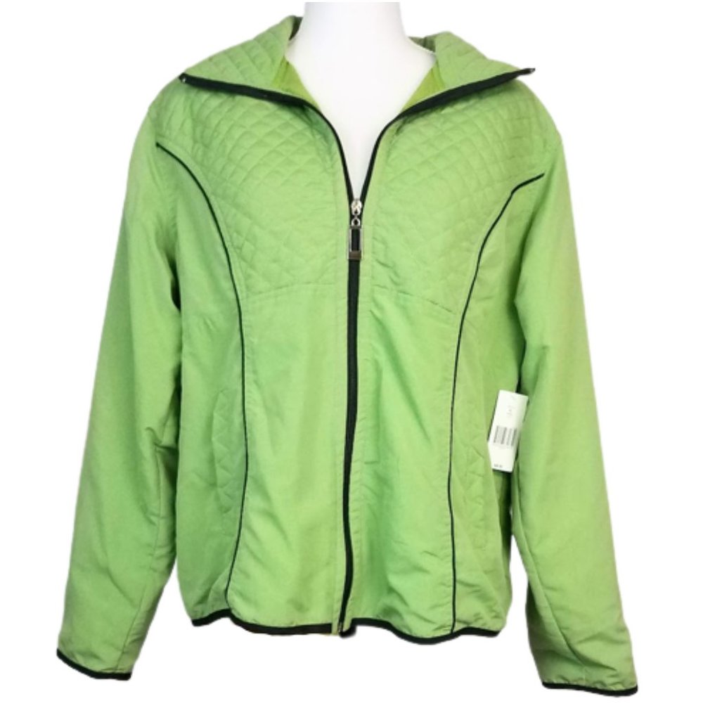 KIM ROGERS Casual Green Zip Down Net Lined Jacket - Women's XL